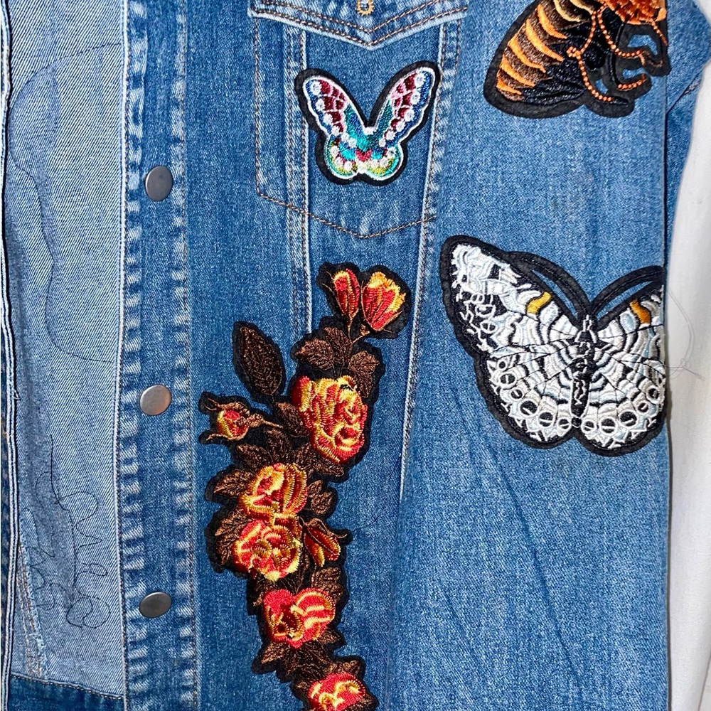 Oversized Patchwork Denim Jacket With Patches On … - image 6